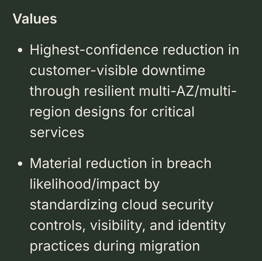 Clearly defined value for each pricing option