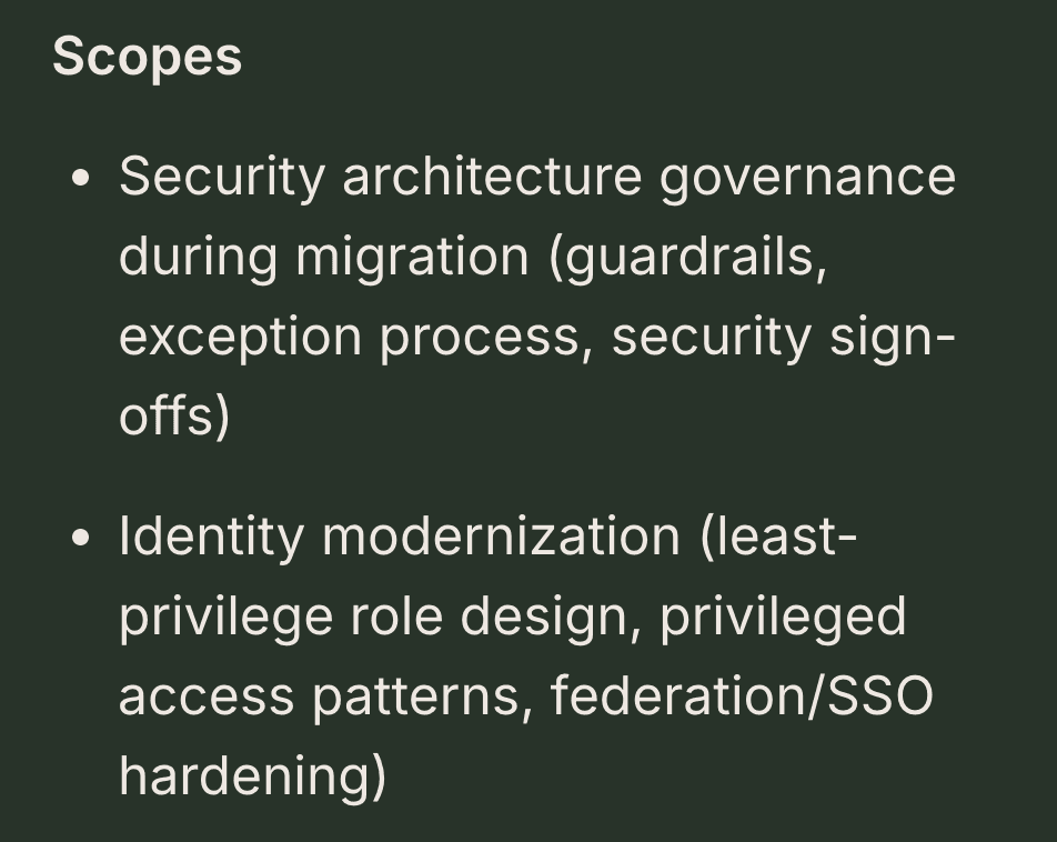 Clearly defined scope for each retainer option